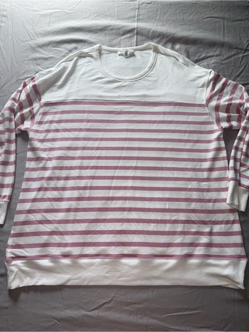 Workshop Republic Clothing White and Pink Striped Knit Top